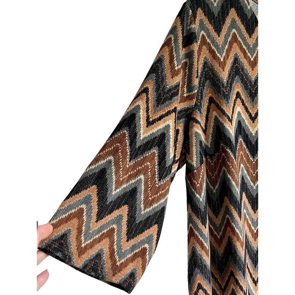 Tacera 3X Womens Chevron Print Dress  Long Sleeves Retro Vibes 70s Plus Size - Picture 7 of 8